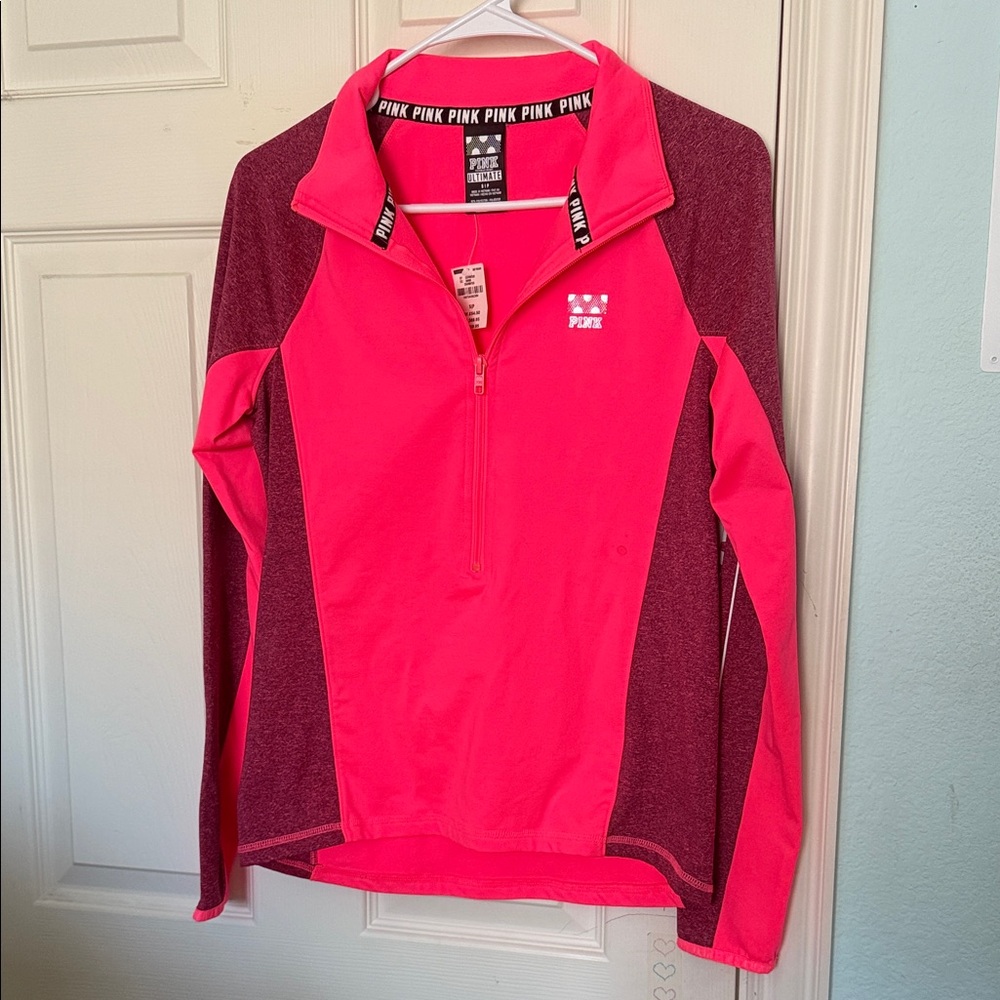 NWT Victoria's Secret Neon Pink Athletic Zip-Up